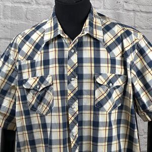 Foundry Supply Co 2XLT Plaid Button Down Western Shirt Snap Buttons Yoke